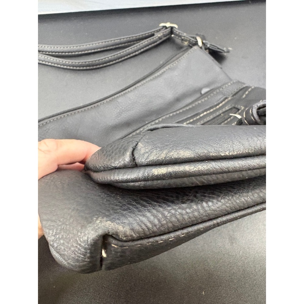 MultiSac Black Pebbled Crossbody Bag Multi Pocket Shoulder Purse Adjustable - Picture 2 of 10
